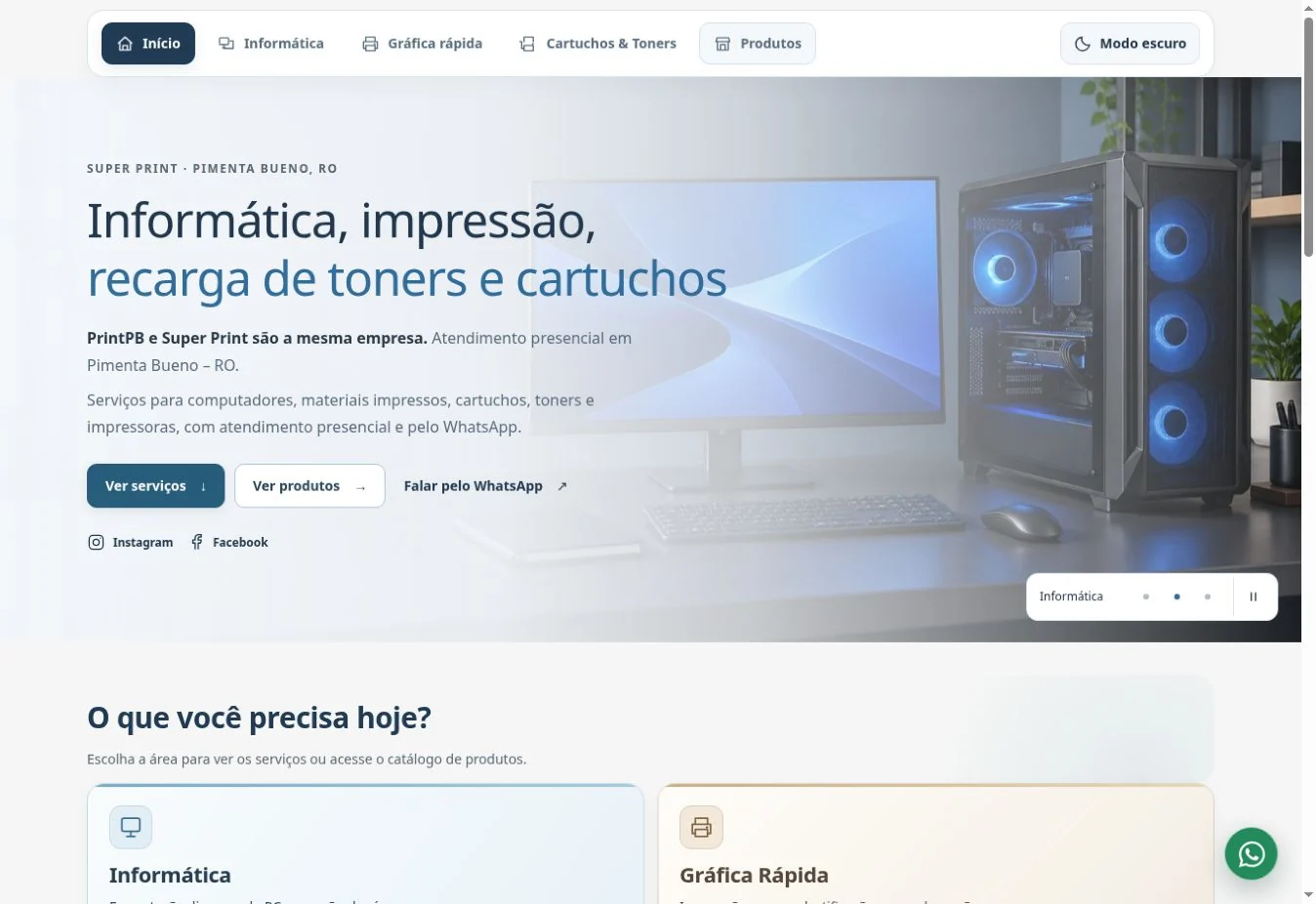 Real PrintPB / Super Print homepage showing IT and printing services